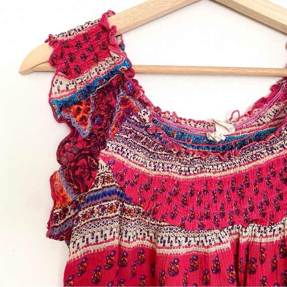 4/$20 JAPNA L Boho Flowy Rayon Floral Multicolored Print Top - Picture 2 of 9